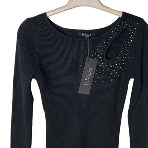 Y2K LaDonna sweater,women Sm/med.rhinestones,cut out,sexy, dark academia,NWT